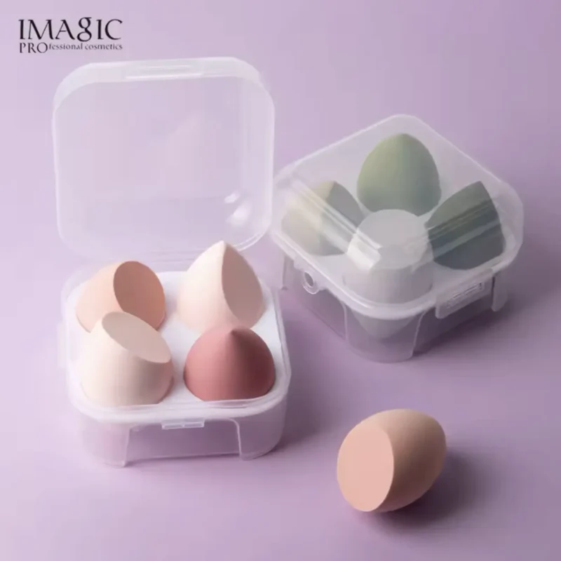 IMAGIC 4pcs/Set Makeup Sponge With Storage Box Soft Professional Puff